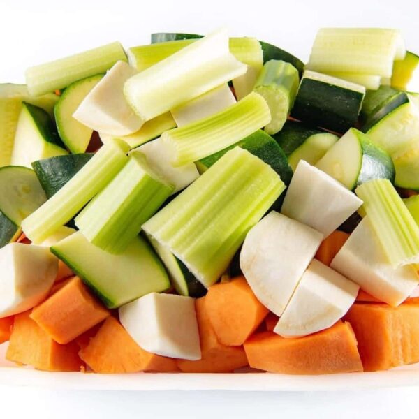 Cut up veg for chicken soup